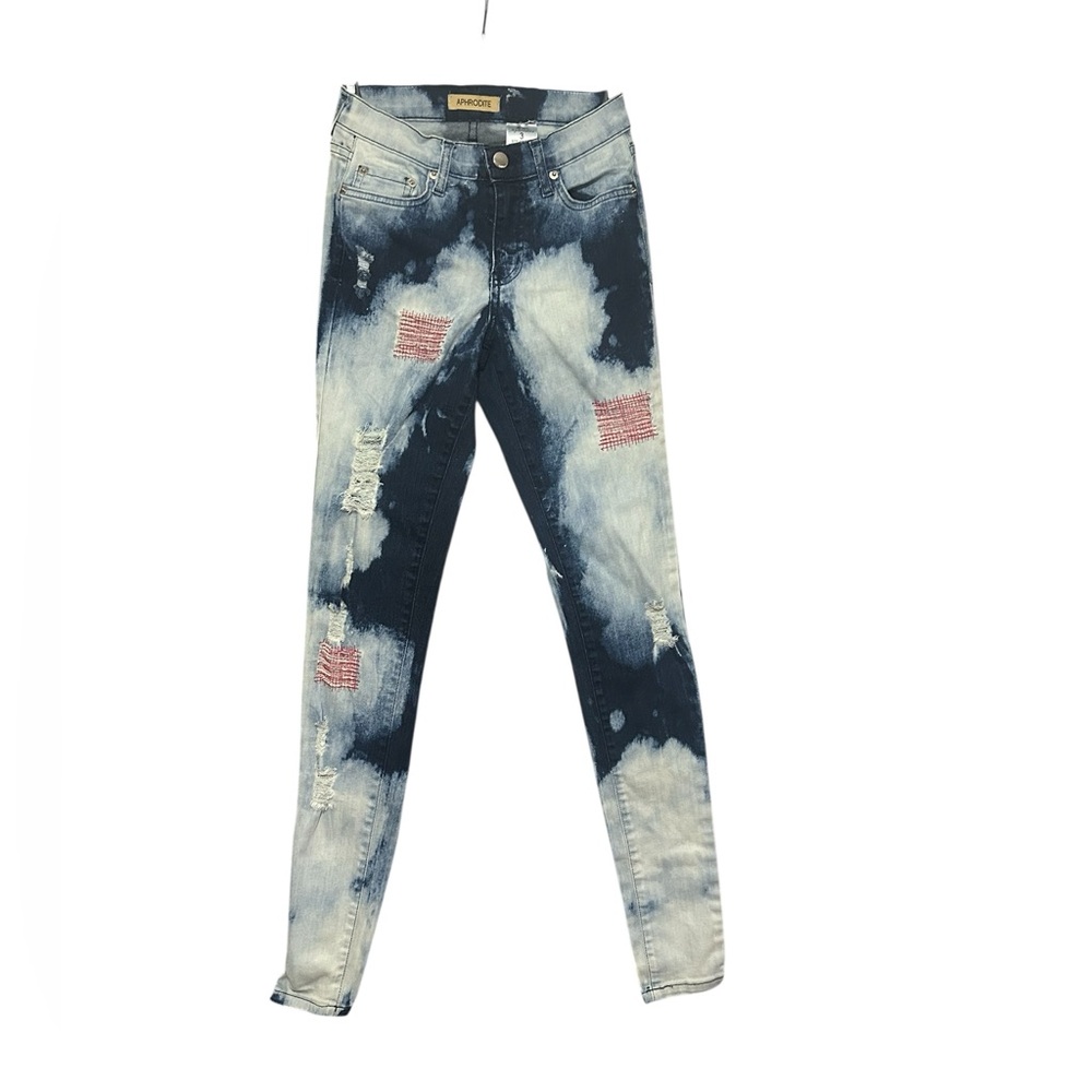 Aphrodite Patched up Acid Washed Skinny Jeans